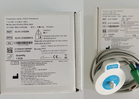 MS3-31527 Toco Transducer Probe 6 Needle Single Slot Blue Ribbon Velcro ความยาว 2.5 ม.