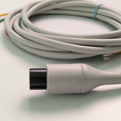 BJ-753P NIHON KOHDEN สายสื่อการนําหัวใจ สีดําหัวกลม 6 ปิน สามหลอด ปุ่มมาตรฐานยุโรป