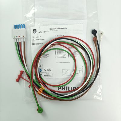 PHILIP โมเนอร์ผู้ป่วย อุปกรณ์การแพทย์ สินค้าใช้ได้ CBL 5 Leadset Snap AAMI ICU REF M1644A 989803144991