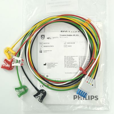 PHILIP โมเนอร์ผู้ป่วย อุปกรณ์การแพทย์ ภัณฑ์ใช้ CBL 5 Leadset Grabber IEC ICU REF M1971A 989803125851