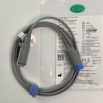 REF SHEC3 สายขยายออกซิเจนเลือด 2M สีฟ้าหัวกลม Single Slot 7 Pin L 2.0 เมตร