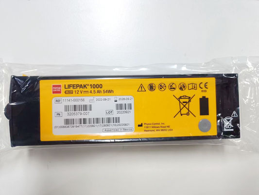 REF:1141-000156 แบตเตอรี่อุปกรณ์การแพทย์ Medtronic LIFEPAK 1000 แบตเตอรี่เครื่องป้องกันกระดิ่ง 12V 4.5Ah 54Wh
