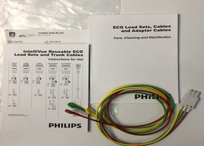 M1674A ตําแหน่ง ECG Lead Set Cable 3 ตําแหน่ง IEC ICU 1M สําหรับอุปกรณ์การแพทย์