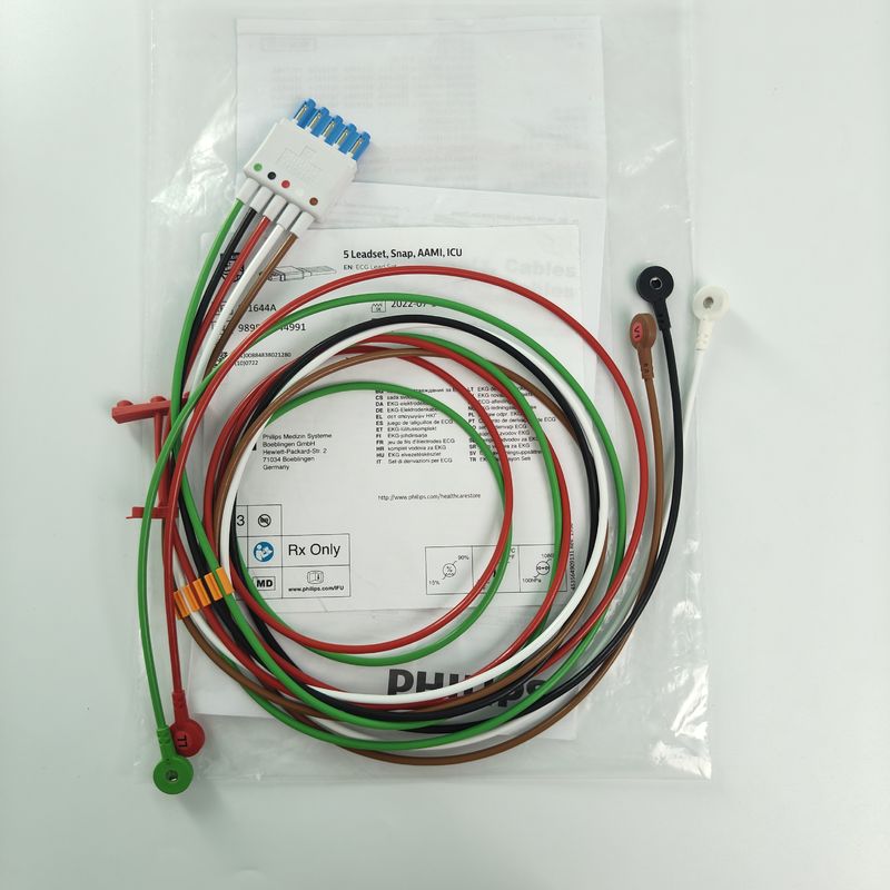 989803144991 อุปกรณ์เสริมติดตามผู้ป่วย PHILIP CBL 5 Leadset Snap AAMI ICU REF M1644A