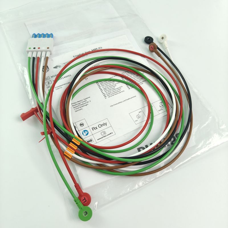 PHILIP โมเนอร์ผู้ป่วย อุปกรณ์การแพทย์ สินค้าใช้ได้ CBL 5 Leadset Snap AAMI ICU REF M1644A 989803144991