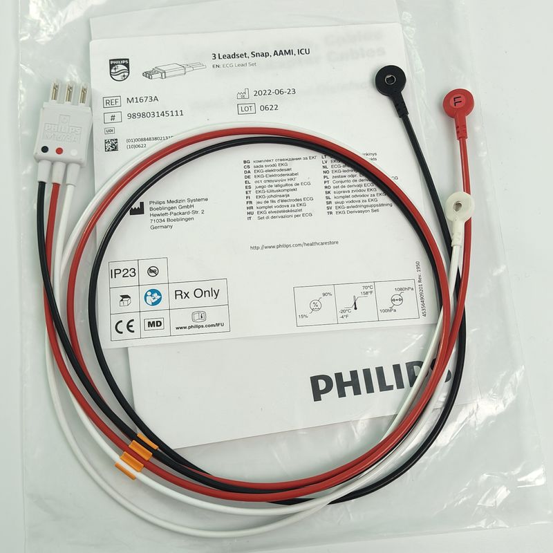 REF M1673A PHILIP ติดตามผู้ป่วย CBL 3 Leadset Snap AAMI ICU PN 989803145111