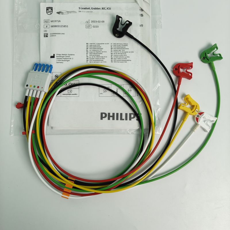 PHILIP โมเนอร์ผู้ป่วย อุปกรณ์การแพทย์ ภัณฑ์ใช้ CBL 5 Leadset Grabber IEC ICU REF M1971A 989803125851