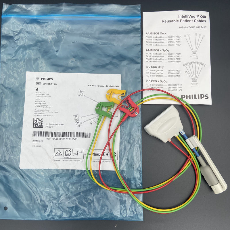 สามแนวทาง European Standard Clamp With Blood Oxygen Connector ECG เครื่องจับเชือก 3 ดํา REF:989803171911