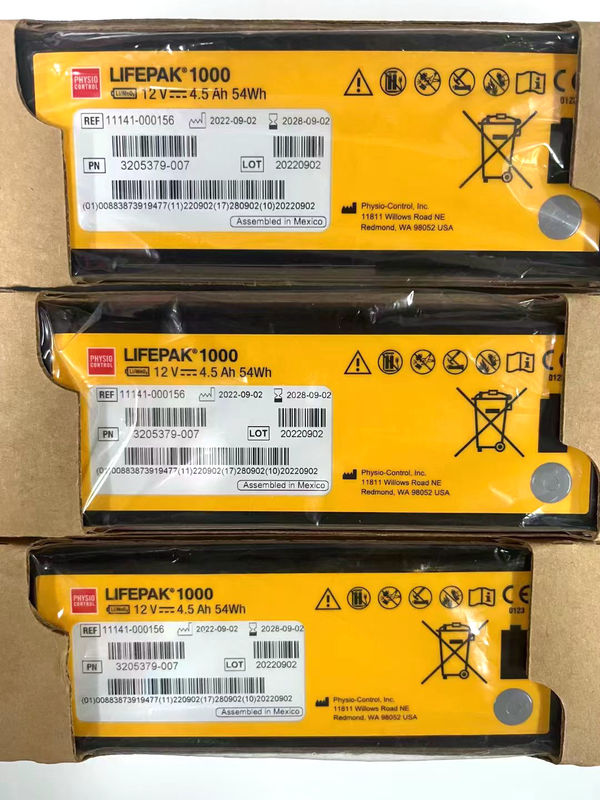 REF:1141-000156 แบตเตอรี่อุปกรณ์การแพทย์ Medtronic LIFEPAK 1000 แบตเตอรี่เครื่องป้องกันกระดิ่ง 12V 4.5Ah 54Wh
