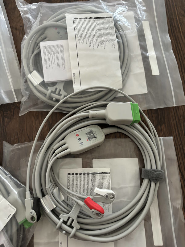 สายนำสัญญาณและสายหลัก GE REF: 5831398 สาย ECG 3 เส้น แบบติดถาวร ที่จับ AHA 4.7M 15FT