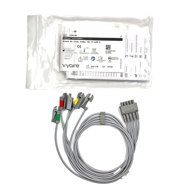 GE Ref:412681-003 Multi-Link ECG Leadwire Group Set,5 -Lead,Grabber,IEC 74 CM / 29 IN การใช้งานของสายไฟไฟฟ้า